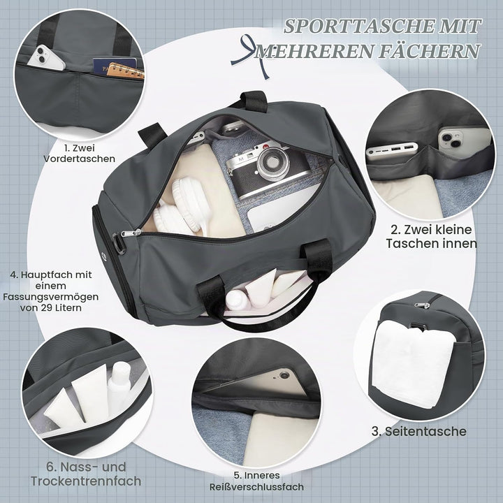 HYC00 Sport Duffel Bag Damen Sporttasche mit Schuhfach Reisetasche Damen Herren Weekender Overnight