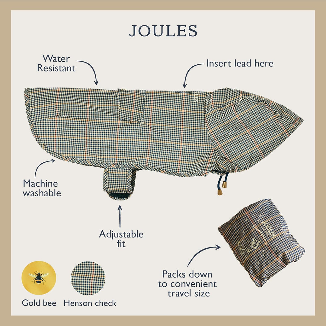 Rosewood x Joules Henson Check Packaway Jacke für Hunde, Grösse M, waschbar, leicht und tragbar, was