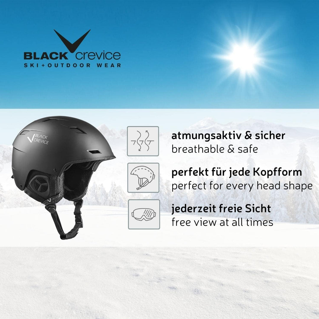 Black Crevice Skihelm GERLOS I Atmungsaktiver Skihelm Herren & Damen mit Lüftungsöffnungen I Hochwer