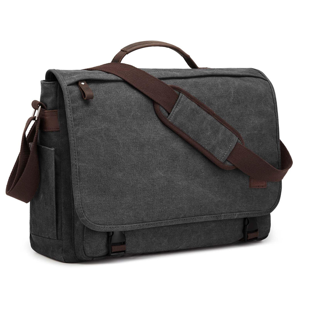 S-ZONE Herren Umhängetasche 17,3 Inch Übergrösse Messenger Bag Canvas Laptoptasche Aktentasche Schul
