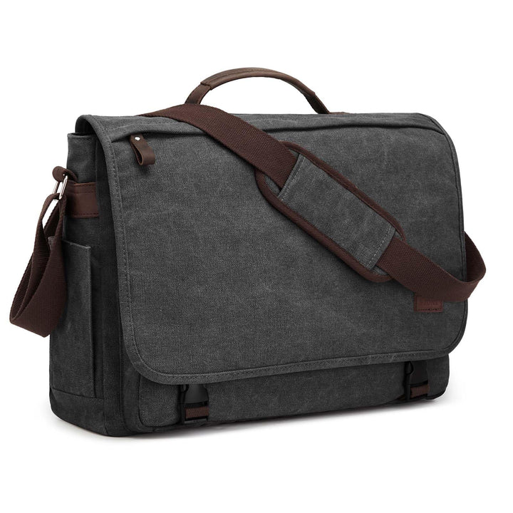 S-ZONE Herren Umhängetasche 17,3 Inch Übergrösse Messenger Bag Canvas Laptoptasche Aktentasche Schul