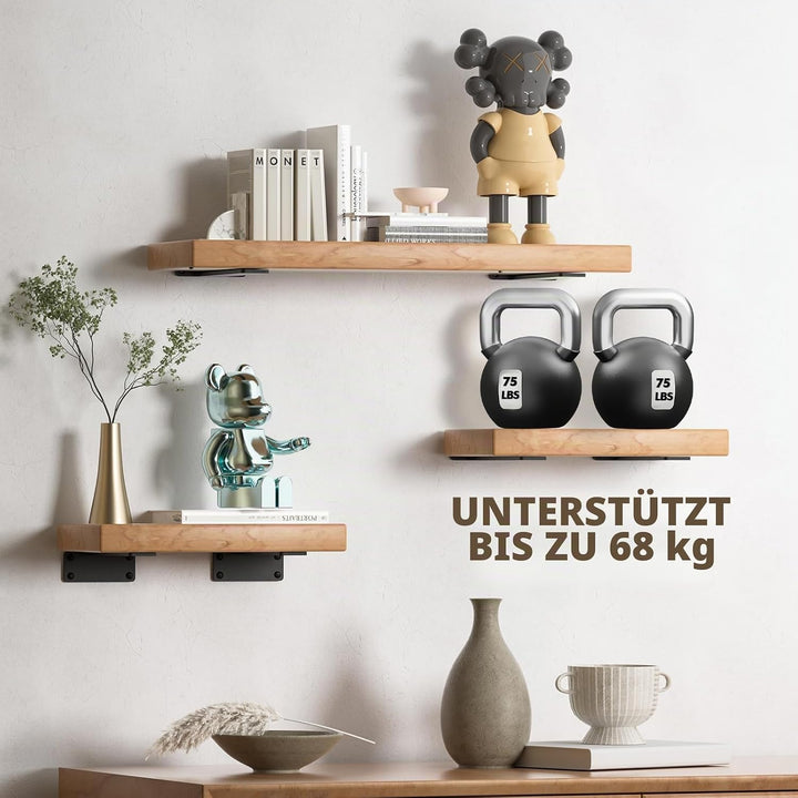 Robuste Regalhalterung, rustikale schwebende Regalhalterung für Regale, Wandmontage, 6 Stück, indust