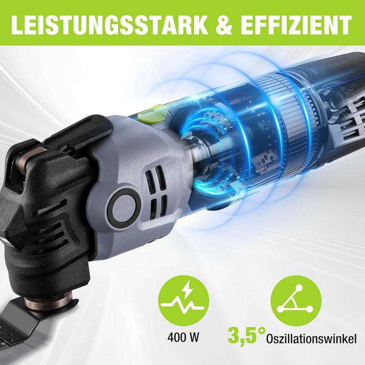 WORKPRO Oszillationswerkzeug, 400W Multifunktionswerkzeug mit 23 Zubehörteilen & Tasche, 6 Geschwind