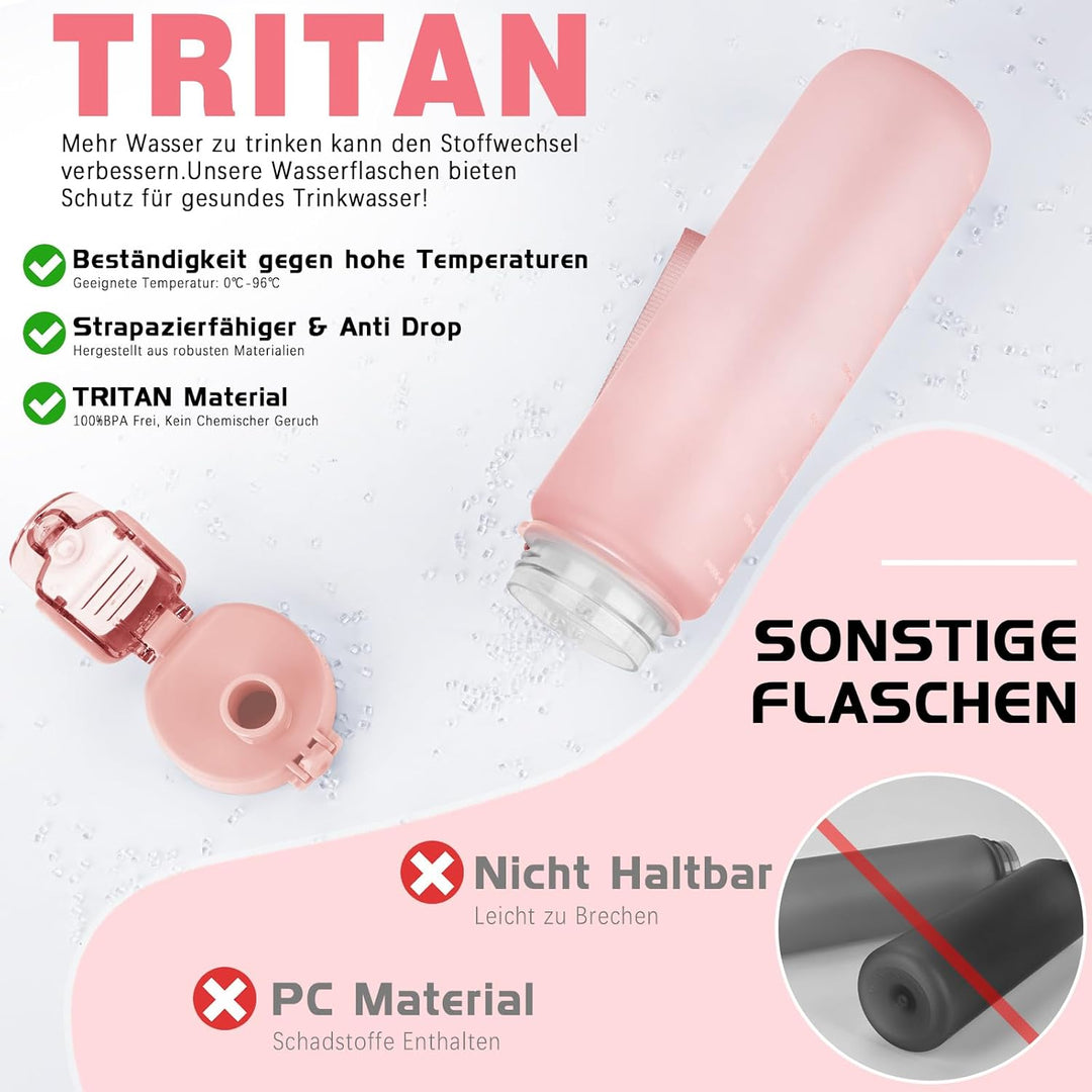 AOPREL Trinkflasche 1l, Wasserflasche BPA-Frei aus Tritan, Sport Trinkflasche Kohlensäure geeignet,