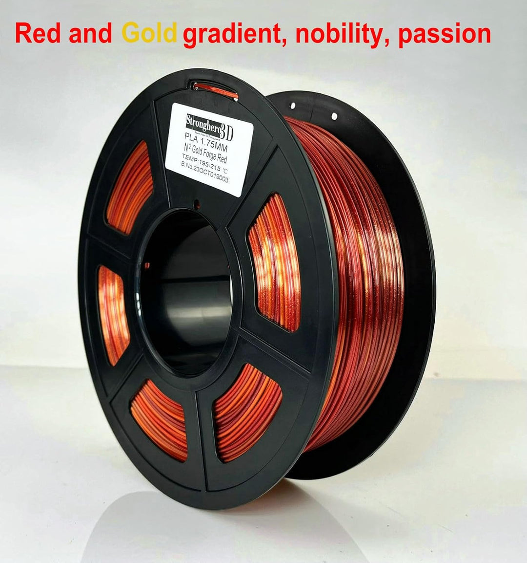 Stronghero3D PLA-3D-Drucker-Filament, 1,75 mm, Rot (Golden Fire)-Seide-Gold und Galaxie-Rot, erschei