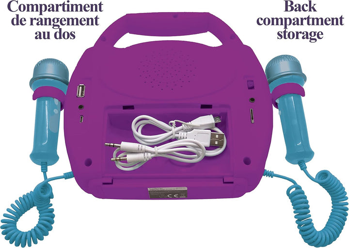 Lexibook, Die Eiskönigin, Tragbarer Karaoke-Digitalplayer für Kinder, Mikrofone, Lichteffekte, Bluet