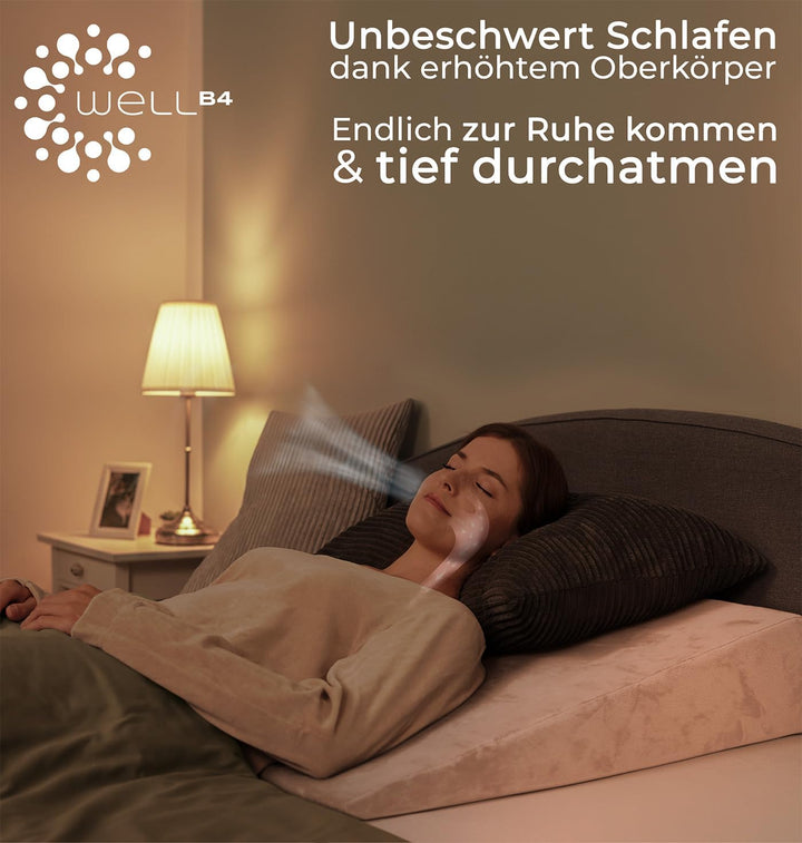 Keilkissen für Bett und Couch, Matratzenkeil, Reflux Kissen [mit 2 Liegezonen], Lesekissen zur Schla