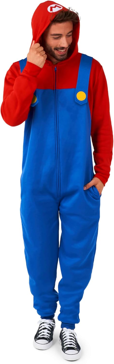 OppoSuits Erwachsene Unisex Super Mario brothers Onesie - Nintendo One-piece - Loose Fit - Inklusive