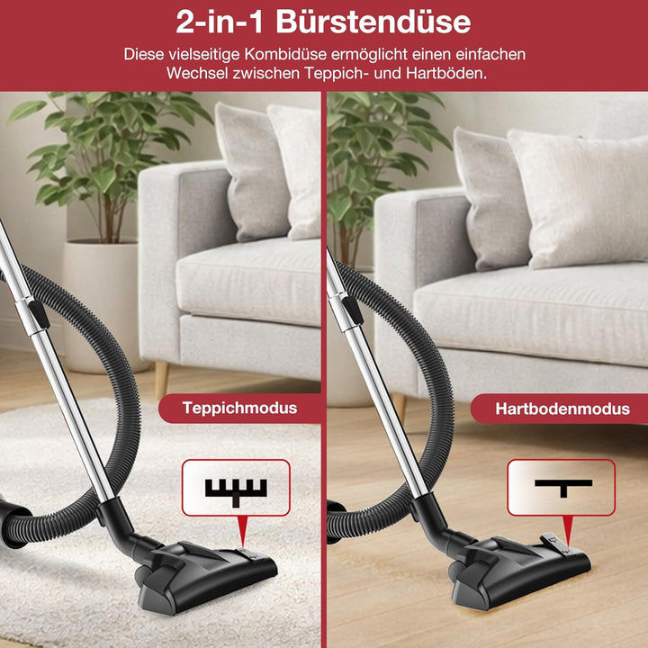 Akitas C10P 900W Beutelloser Staubsauger ohne Beutel – Mit Deutscher Wessel Werk D320 Hartbodenbürst