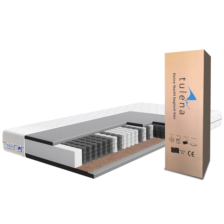 TULENA NOX Taschenfederkern Matratze 80x200 Federkernmatratze H3 + H4 Basic 18cm hoch| Probeschlafen