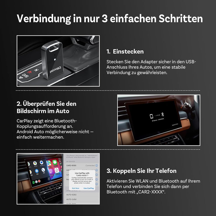 (Neues 2025 Modell) OTTOCAST 2-in-1 Wireless Carplay Android Auto Adapter, OTTO CAST Mini Edge für i