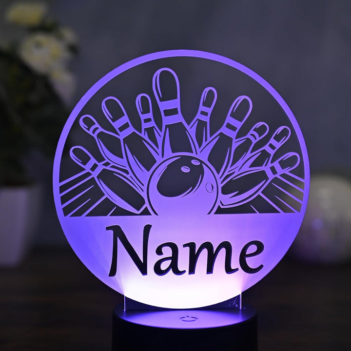 Personalisierte Bowling LED Lampe – Geschenk zum Geburtstag für Bowlingspieler & Fans Bowling Deko,