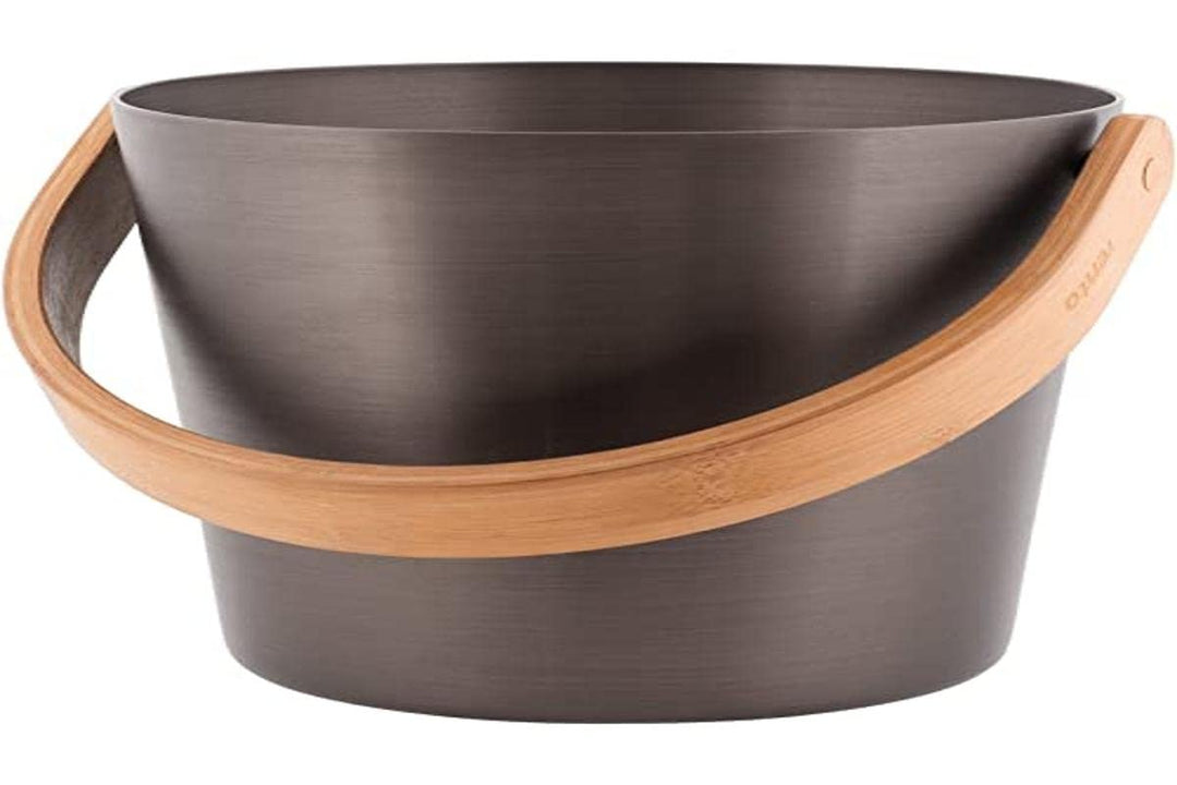 Rento - Design Saunakübel/Saunaeimer mit Handgriff - Aluminium/Ökologischer Bambus wärmebehandelt, T