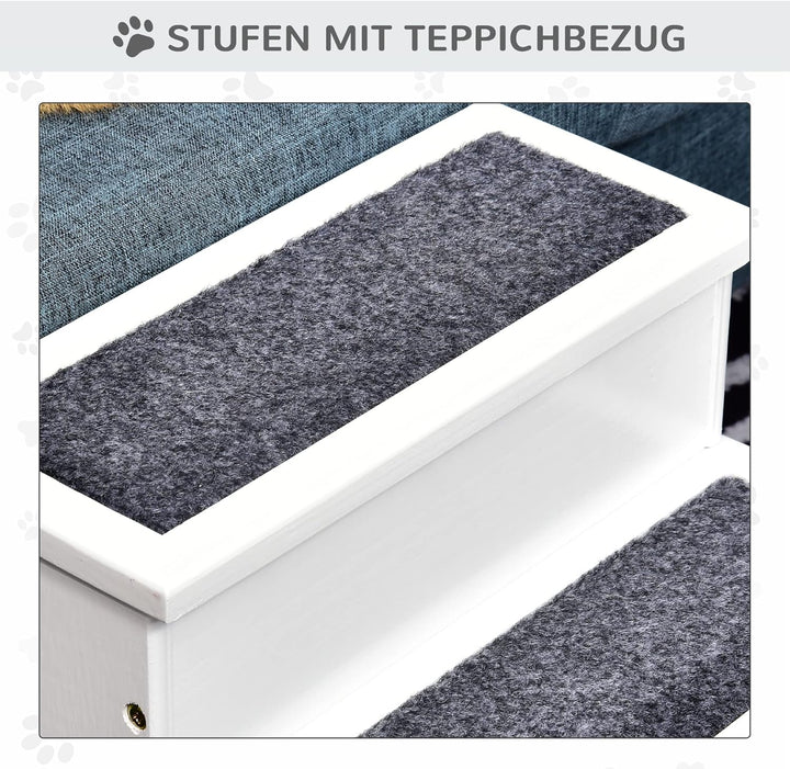 PawHut Hundetreppe 3 Stufen Katzentreppe Haustiertreppe Hundetreppe für Hunde und Katzen Tiertreppe