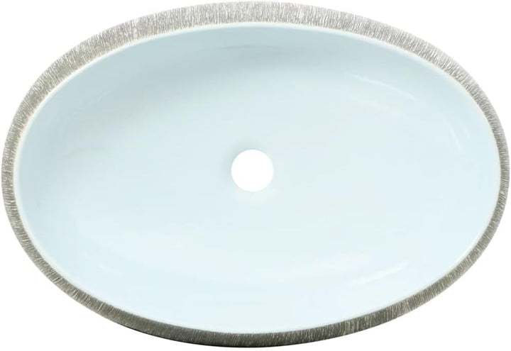 vidaXL Aufsatzwaschbecken, Oval Waschbecken mit Muster, Handgefertigt Waschtisch Waschschale für Bad