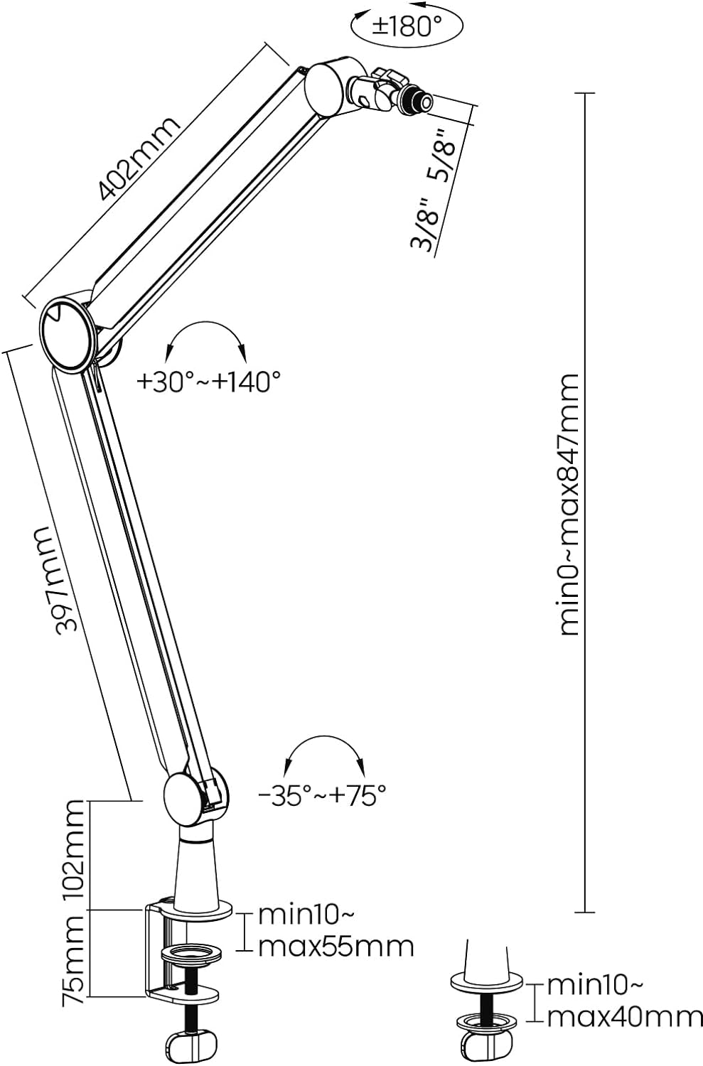 Halterungsprofi Mikrofon Halterung Ständer HPMIC-2