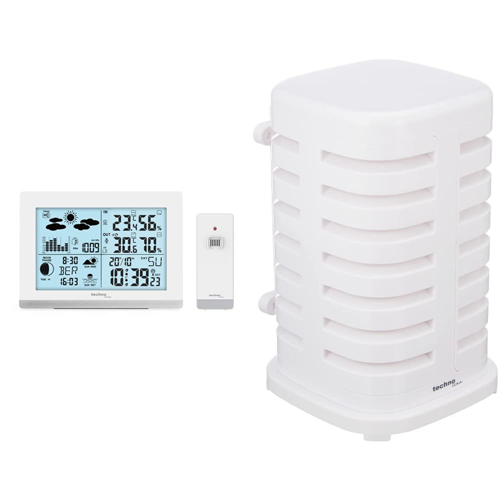 Technoline WS6762weiss Funkwetterstation WS6762 mit Aussensender + TXCOVER, weiss Bundle mit Wetters