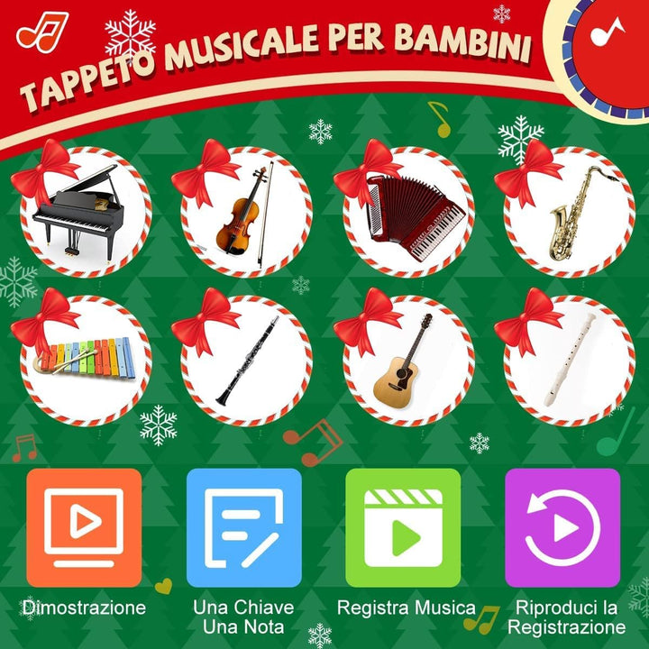 Piano Matte, Tanzmatten Klaviermatte Musikmatte Kinder, 5 Modi 8 Instrumente Sounds Spielzeug Musik