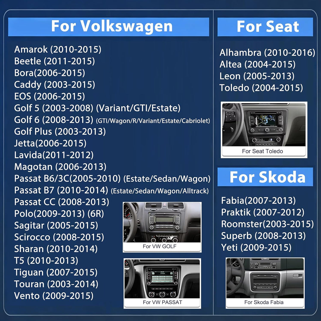 Qualcomm Octa‑Core 4+64G Android Autoradio für VW Golf Passat Jetta Tiguan Polo Caddy, Seat, Skoda –
