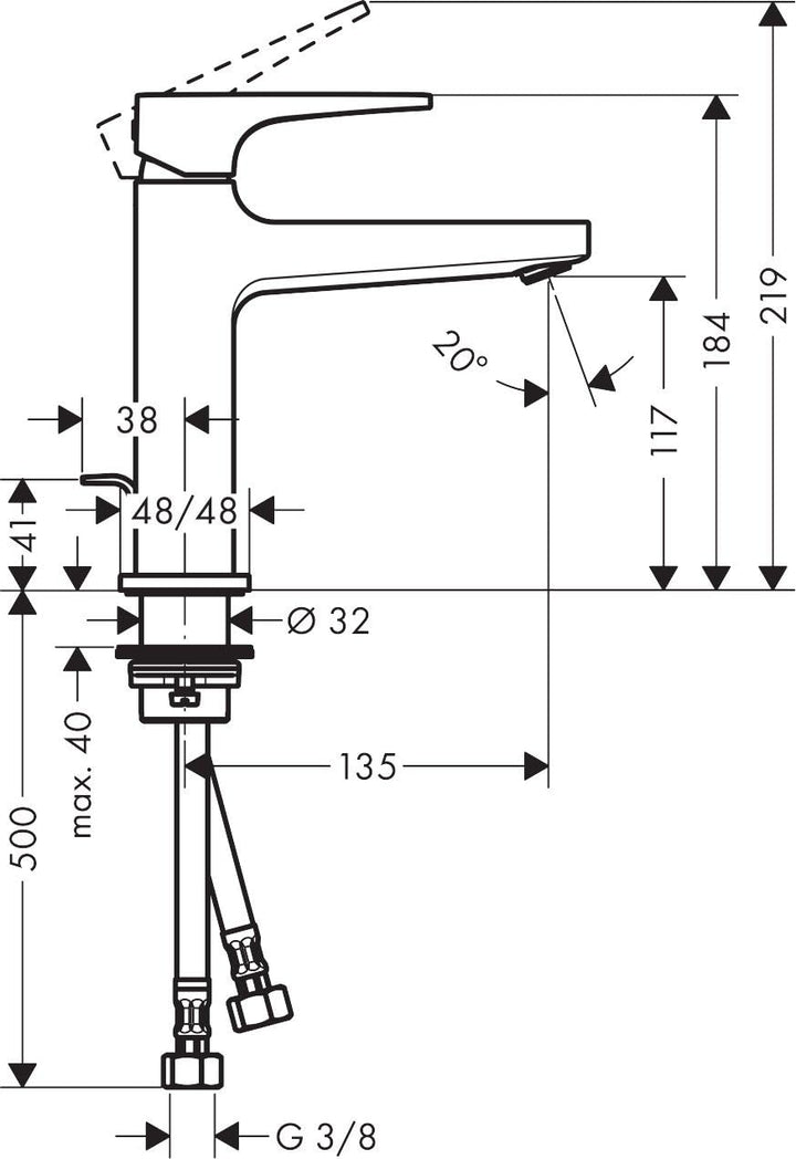 hansgrohe Wasserhahn Metropol (Armatur mit Auslauf Höhe 110 mm und Zugstangen-Ablaufgarnitur) Chrom