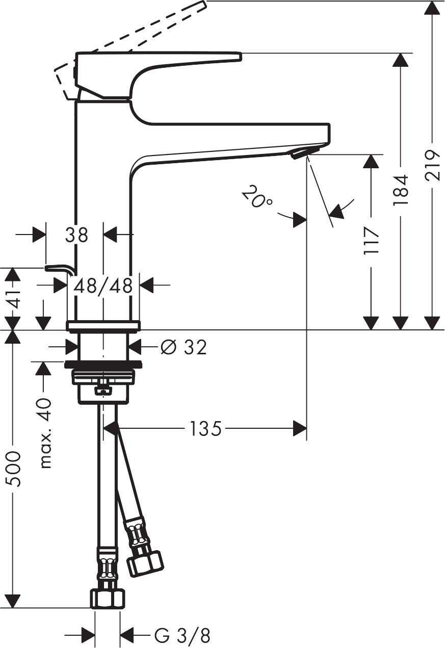 hansgrohe Wasserhahn Metropol (Armatur mit Auslauf Höhe 110 mm und Zugstangen-Ablaufgarnitur) Chrom