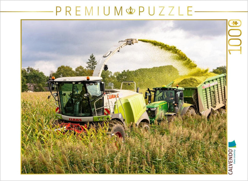 CALVENDO Puzzle Claas Jaguar 950 und John Deere 6250R - 1000 Teile Foto-Puzzle für glückliche Stunde