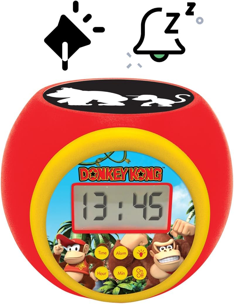 Lexibook, Donkey Kong, Projektor-Wecker, RL977DKLXB | Deckenprojektion, Timer, LCD-Display, Schlumme