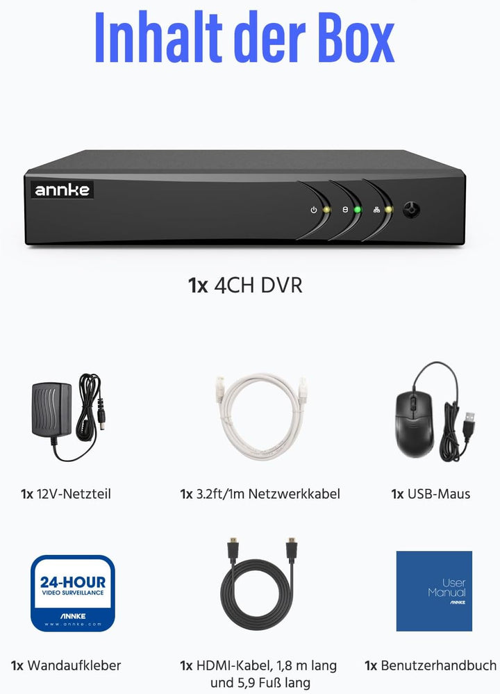ANNKE DVR 4CH 3K Lite Sicherheitssystem Digitaler Videorekorder DVR Recorder H265+ mit Bewegungserke