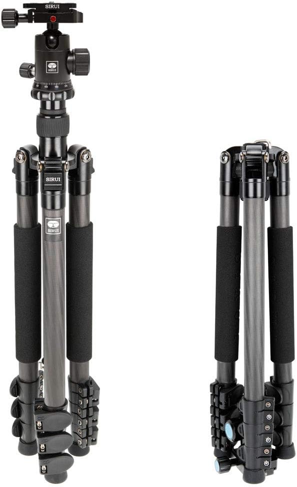 SIRUI AM-1204E+G-10K Carbon Dreibeinstativ mit Kugelkopf (Höhe: 147,8cm, Max. Traglast: 8kg) Carbon