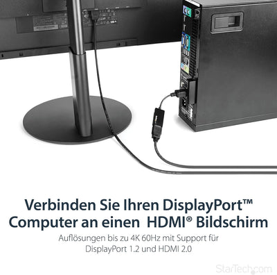 StarTech.com DisplayPort auf HDMI Adapter - 4K 60Hz Aktives DP 1.4 auf HDMI 2.0 Video Konverter - DP