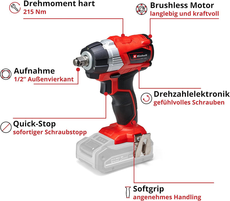 Einhell Professional Akku Schlagschrauber TP-CW 18 Li BL Solo Power X-Change (18 V, 215 Nm, Brushles