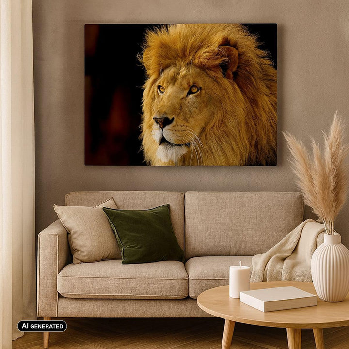 Bilder auf Leinwand 100x70cm Leinwandbild mit Rahmen Löwe Tiere Tierwelt Gross Wanddeko Bild Schlafz