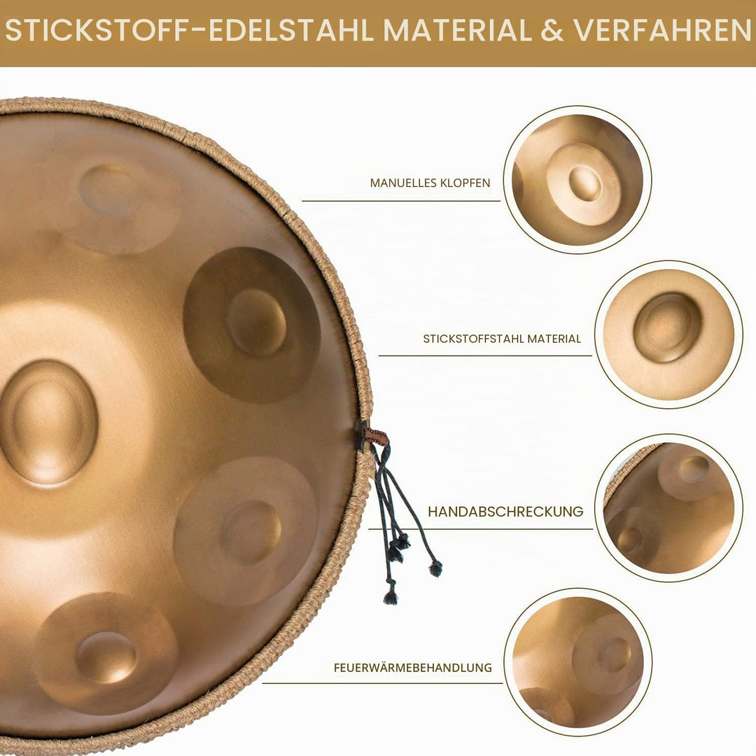 FYLZW 9 10 12 Noten Handpan Drum Instrument, Handpan Drum In D Minor, 432 Hz Stahlhandtrommel Mit So