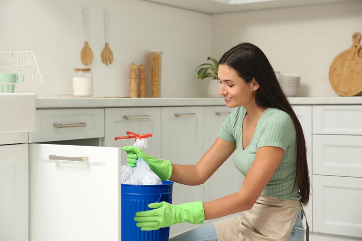 Jinfa Retrodesign Mülleimer mit Deckel | Blau | Ø 36 cm, Höhe 36,5 cm, 35 Liter 1 Stück - 35 Liter -