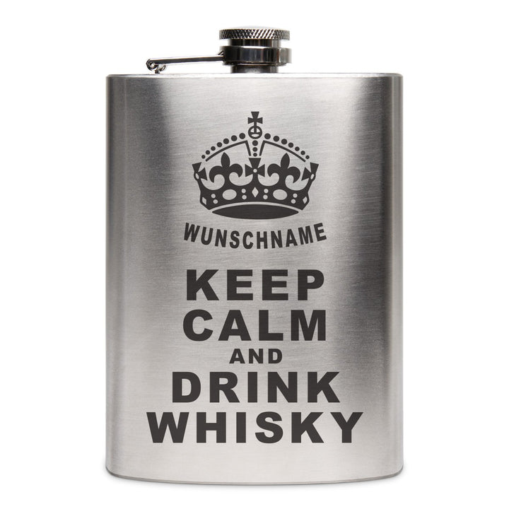 Flachmann Edelstahl 8oz. 237 ml mit individueller Gravur - Keep Calm, Keep Calm
