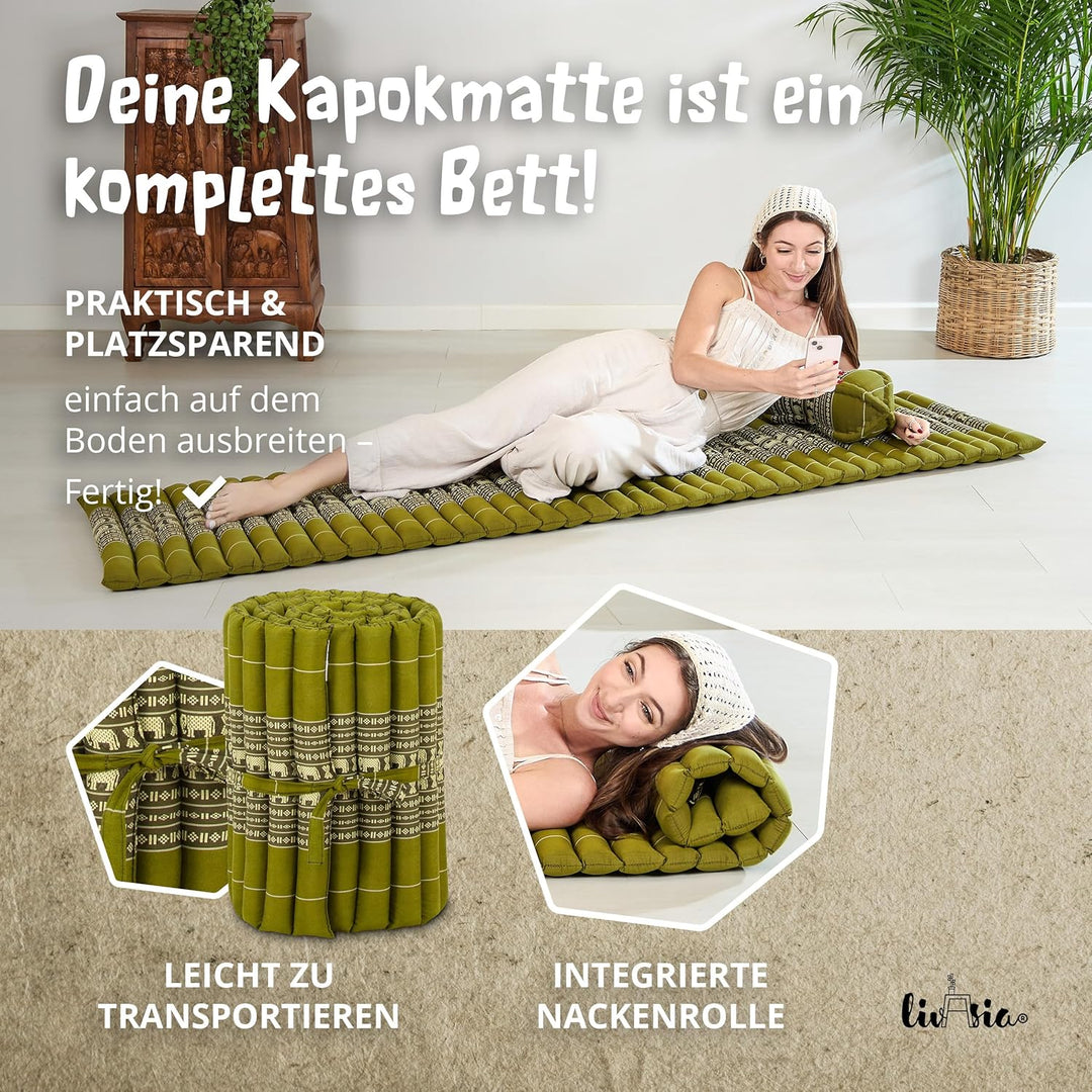 livasia Rollmatte Rollmatratze L-200x110x4,5cm, Gästebett Gästematratze 1 Person, Reisebett Kofferra
