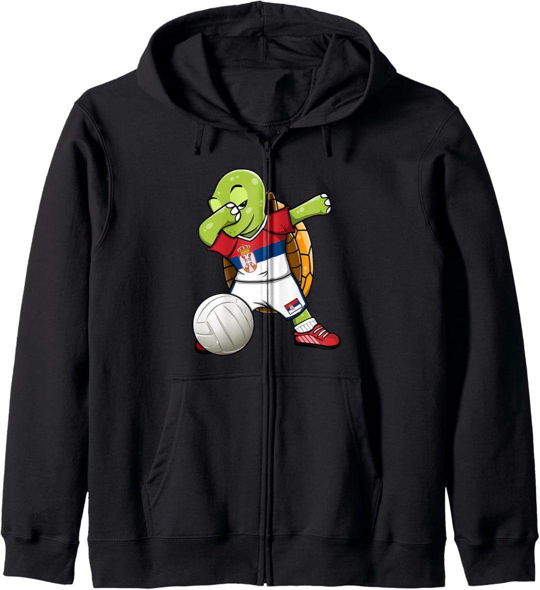 Dabbing Turtle Serbien Volleyball Fans Trikot Serbische Flagge Kapuzenjacke
