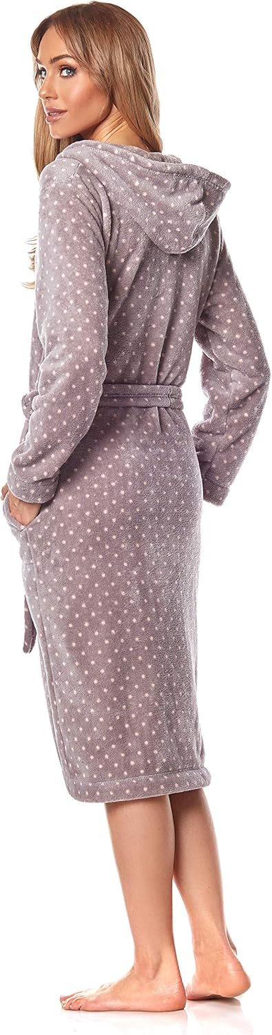 L&L - 9156 Long Luxury Toweling Damen Weicher Langarm Bademantel. Extrem Leicht. Hausmantel mit Reis