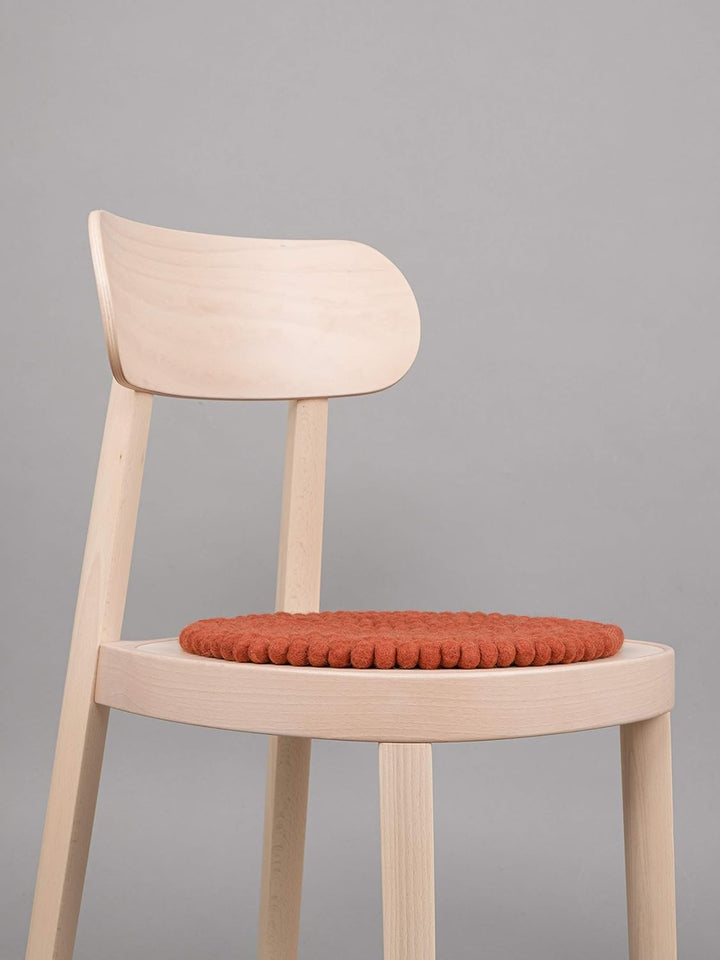 myfelt Filzkugel-Sitzauflage/Stuhlauflage - Lora - rund, 36 cm, Rostrot, Rostrot