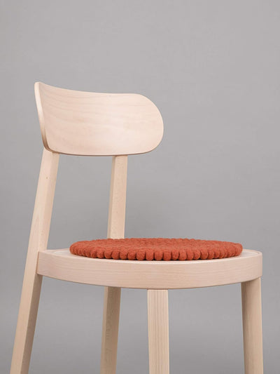 myfelt Filzkugel-Sitzauflage/Stuhlauflage - Lora - rund, 36 cm, Rostrot, Rostrot