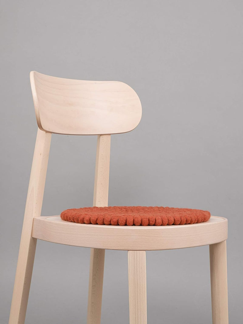 myfelt Filzkugel-Sitzauflage/Stuhlauflage - Lora - rund, 36 cm, Rostrot, Rostrot