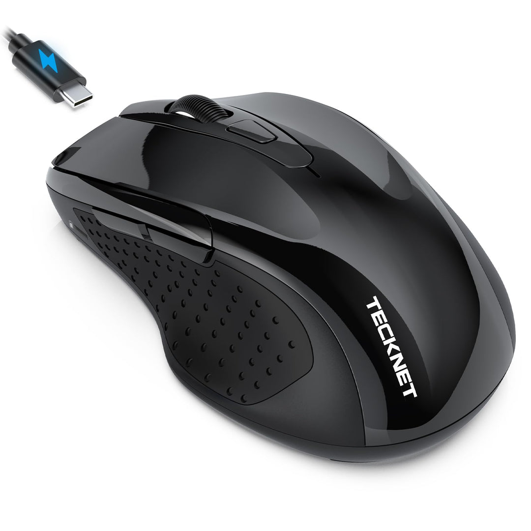 TECKNET Bluetooth Maus mit Jiggler, Wiederaufladbare Maus Kabellos für Laptops(DREI Modi: BT 5.0/3.0