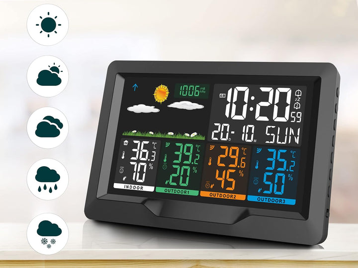 BERDSEN Wetterstation mit Display BD-904 Aussen- und Innentemperaturmessung Snooze-Alarmfunktionen B