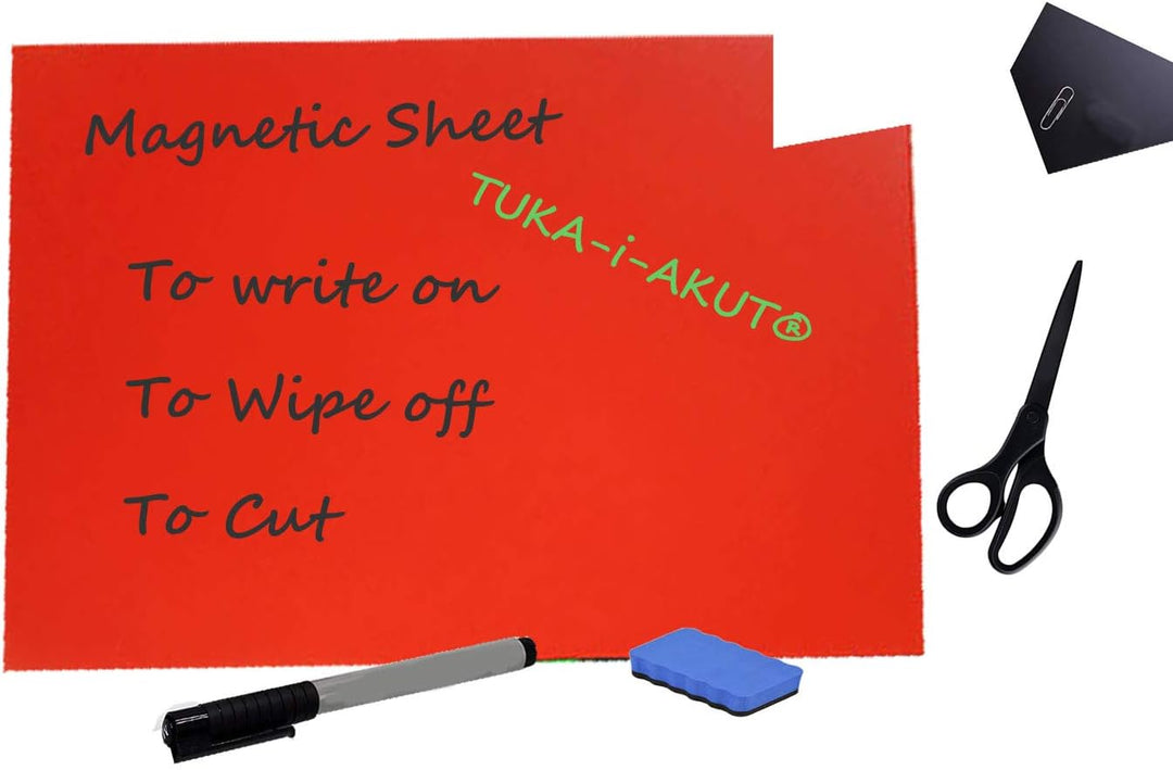TUKA-i-AKUT 12x A4 Magnetfolie zum Beschriften und Zuschneiden, Flexibel Magnet Tafelfolie Magnetplä