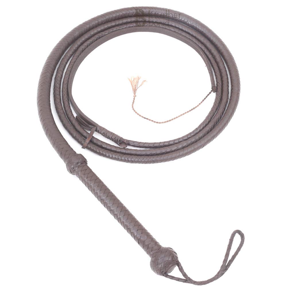 LB'S WHIP Indiana Jones Style 2,4 m 8 geflochtene dunkelbraune Leder Reitpeitsche Bullpeitsche aus e