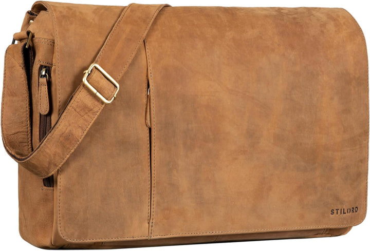 STILORD 'Maximus' XXL Ledertasche riesige Umhängetasche Unitasche 17 18 19 21 Zoll Laptop Aktentasch