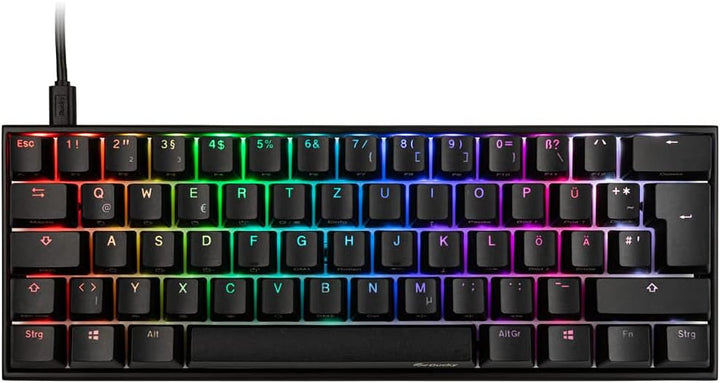 Ducky Mecha Mini Gaming Tastatur Cherry MX Black Switches, RGB Tastatur Mechanisch, 60% Tastatur Deu