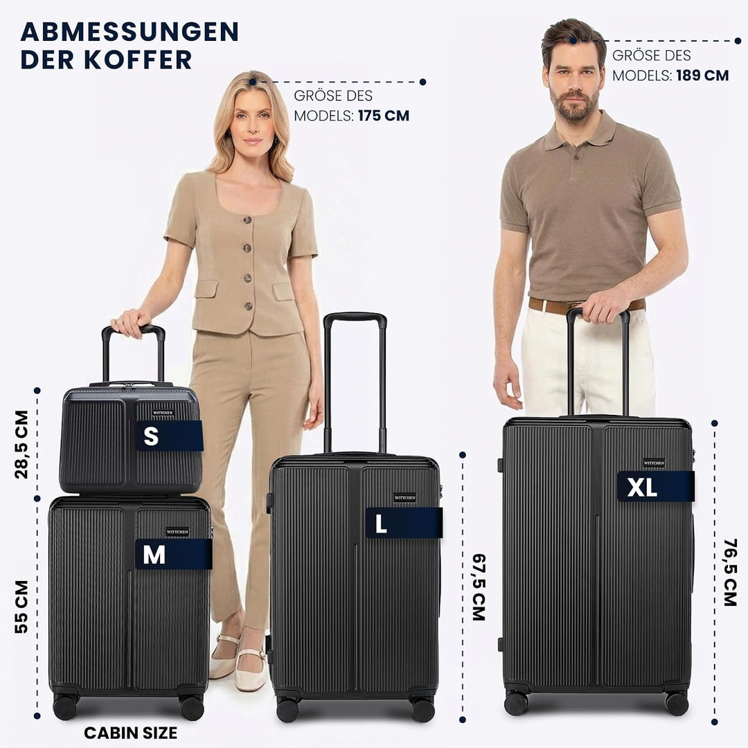 WITTCHEN Stripes Line Kosmetiktasche Kosmetiketui Reisekosmetiktasche Hartschalenkoffer ABS Bequemer