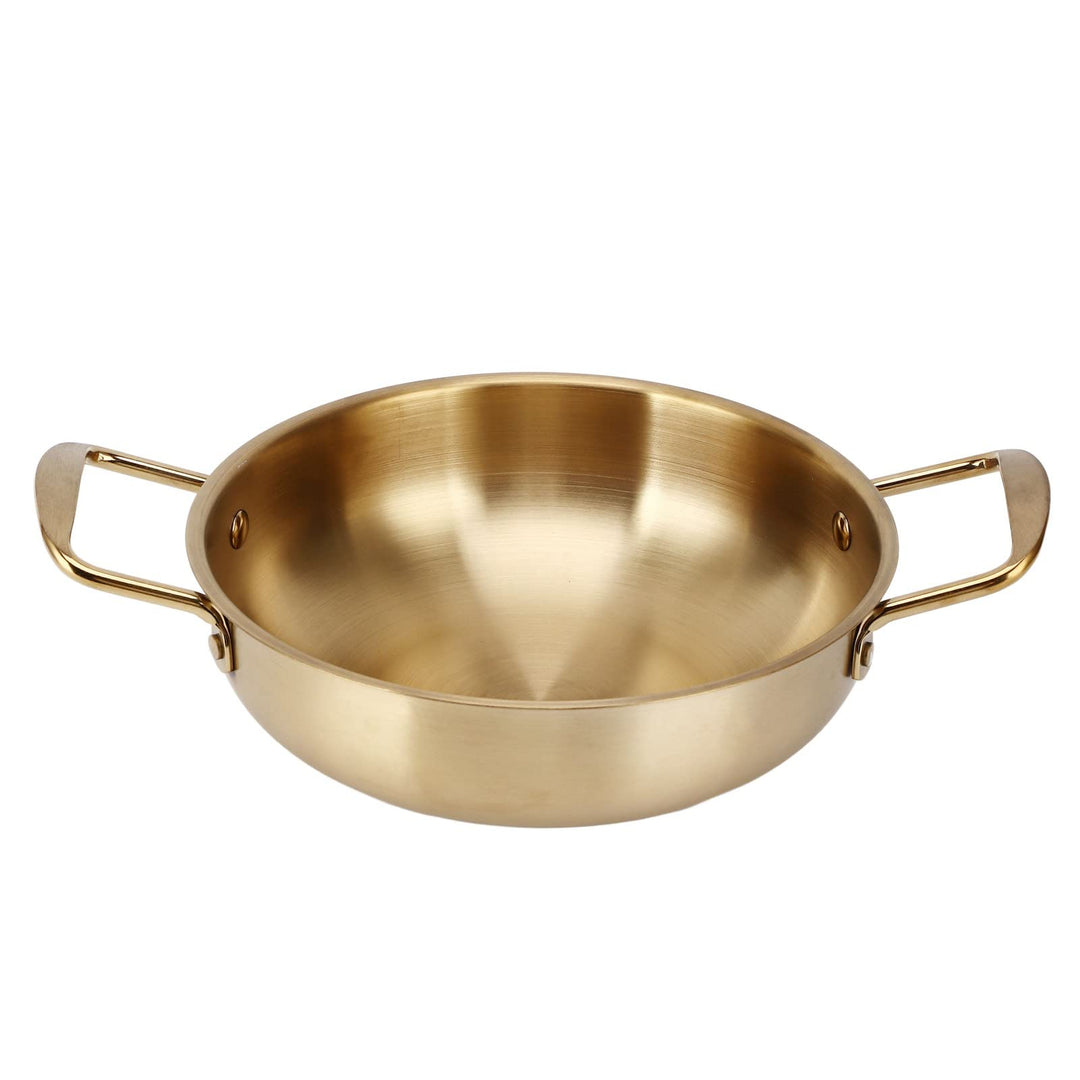 Koreanischer Nudeltopf, koreanischen Ramen Topf, 20cm Gold Edelstahl Hot Pot, Doppel Griff Edelstahl