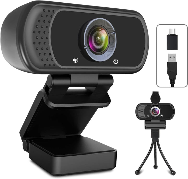 ToLuLu USB C Webcam for PC: 1080P HD Web Cam with Mic,Computer Camera with Privacy Cover & Tripod St